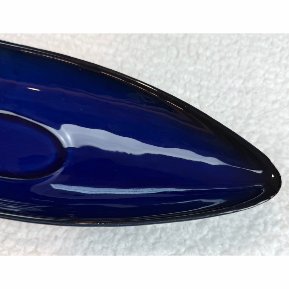 Elegant Cobalt Blue Boat-Shape Decorative Bowl - Picture 5 of 11